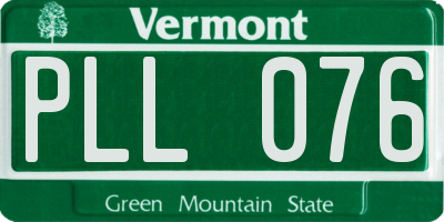 VT license plate PLL076