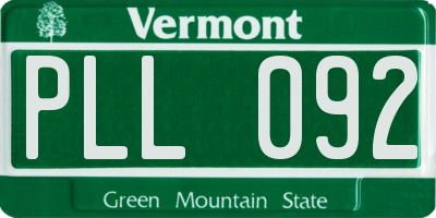 VT license plate PLL092
