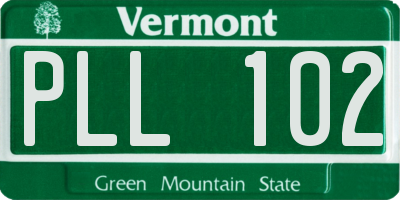 VT license plate PLL102