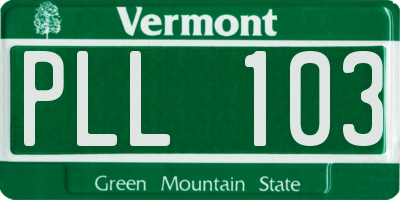 VT license plate PLL103