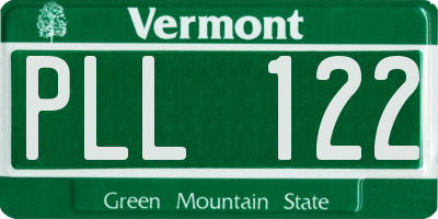 VT license plate PLL122