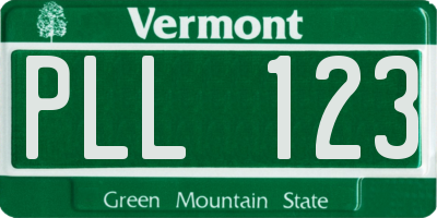 VT license plate PLL123