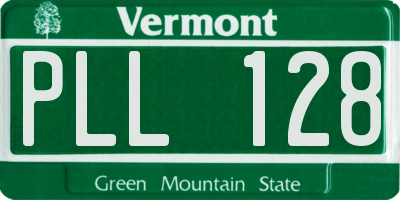 VT license plate PLL128