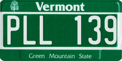 VT license plate PLL139