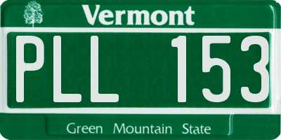 VT license plate PLL153