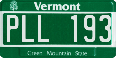 VT license plate PLL193