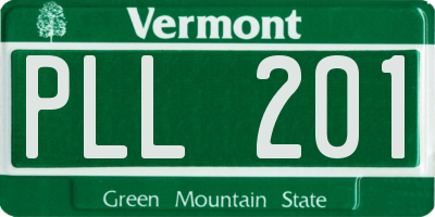 VT license plate PLL201