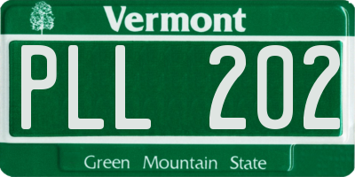 VT license plate PLL202