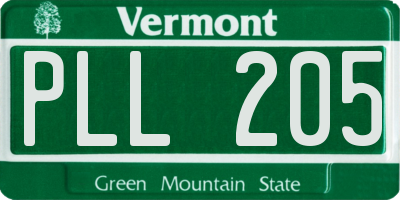 VT license plate PLL205