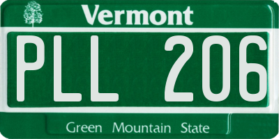VT license plate PLL206