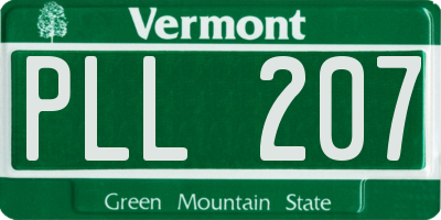 VT license plate PLL207