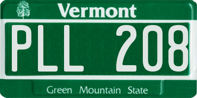 VT license plate PLL208