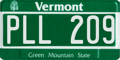 VT license plate PLL209