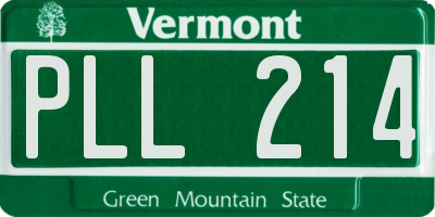 VT license plate PLL214