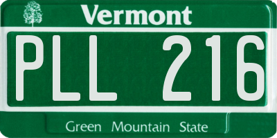 VT license plate PLL216