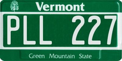 VT license plate PLL227