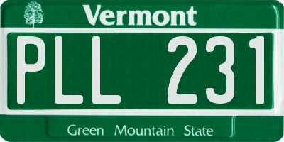 VT license plate PLL231