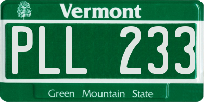 VT license plate PLL233