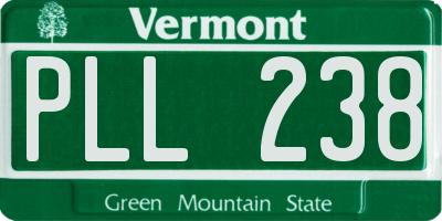 VT license plate PLL238