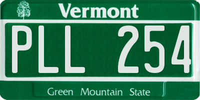 VT license plate PLL254