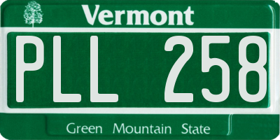 VT license plate PLL258
