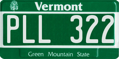 VT license plate PLL322
