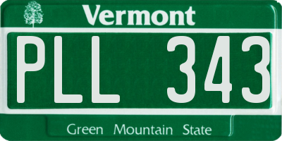 VT license plate PLL343