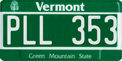 VT license plate PLL353