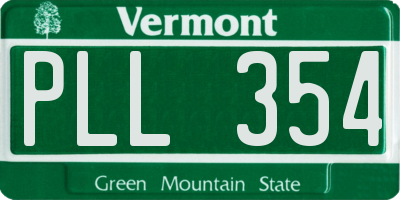 VT license plate PLL354