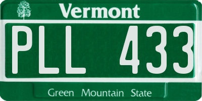 VT license plate PLL433