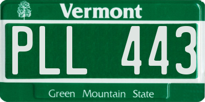 VT license plate PLL443