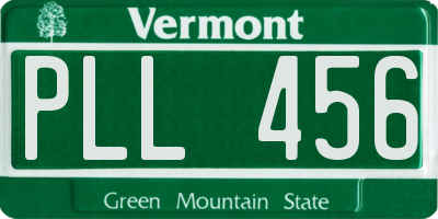VT license plate PLL456