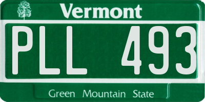 VT license plate PLL493