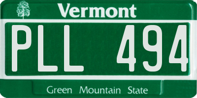 VT license plate PLL494