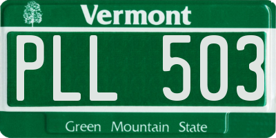 VT license plate PLL503