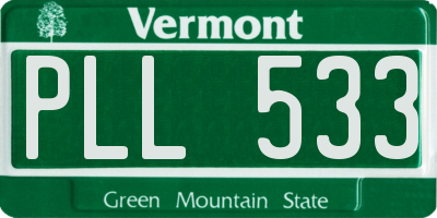 VT license plate PLL533