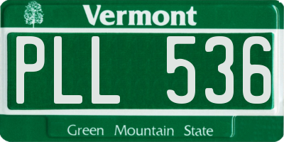 VT license plate PLL536