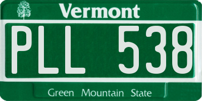 VT license plate PLL538