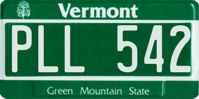 VT license plate PLL542