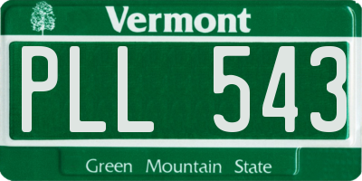 VT license plate PLL543