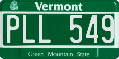 VT license plate PLL549