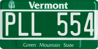 VT license plate PLL554
