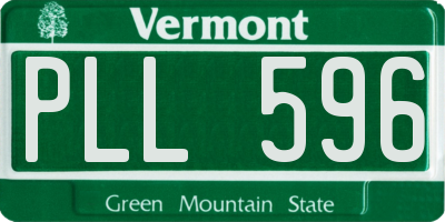 VT license plate PLL596