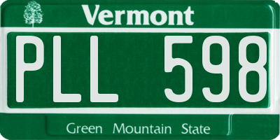VT license plate PLL598