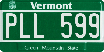VT license plate PLL599