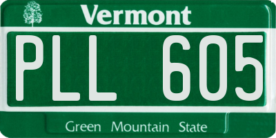 VT license plate PLL605