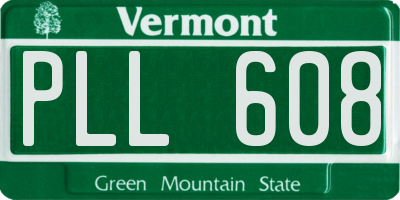 VT license plate PLL608