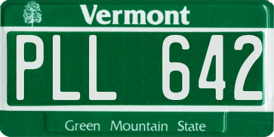 VT license plate PLL642