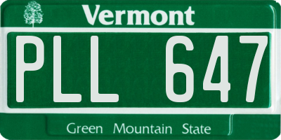 VT license plate PLL647