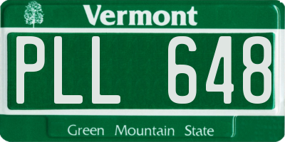 VT license plate PLL648